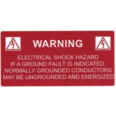4.12 X .02 Red Pack of 50 WARNING GROUNDED CONDUCTORS 4.12 X .02 Hellermann Tyton 596-00234 Pre-Printed Solar Label 